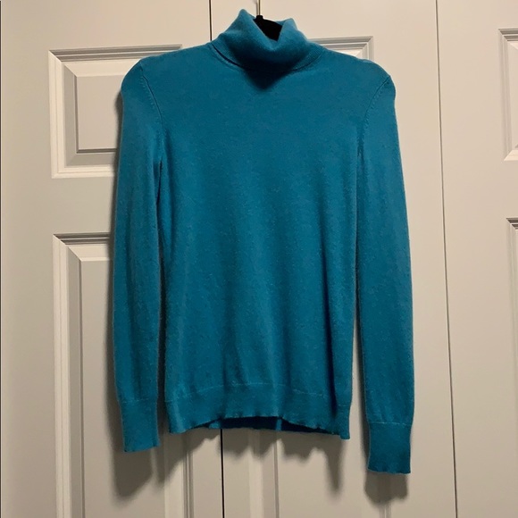 Talbots Pure Cashmere Blue Turtleneck Sweater - Picture 2 of 7